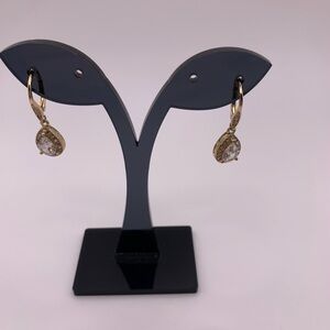 Gold Tone CZ Teardrop Earrings